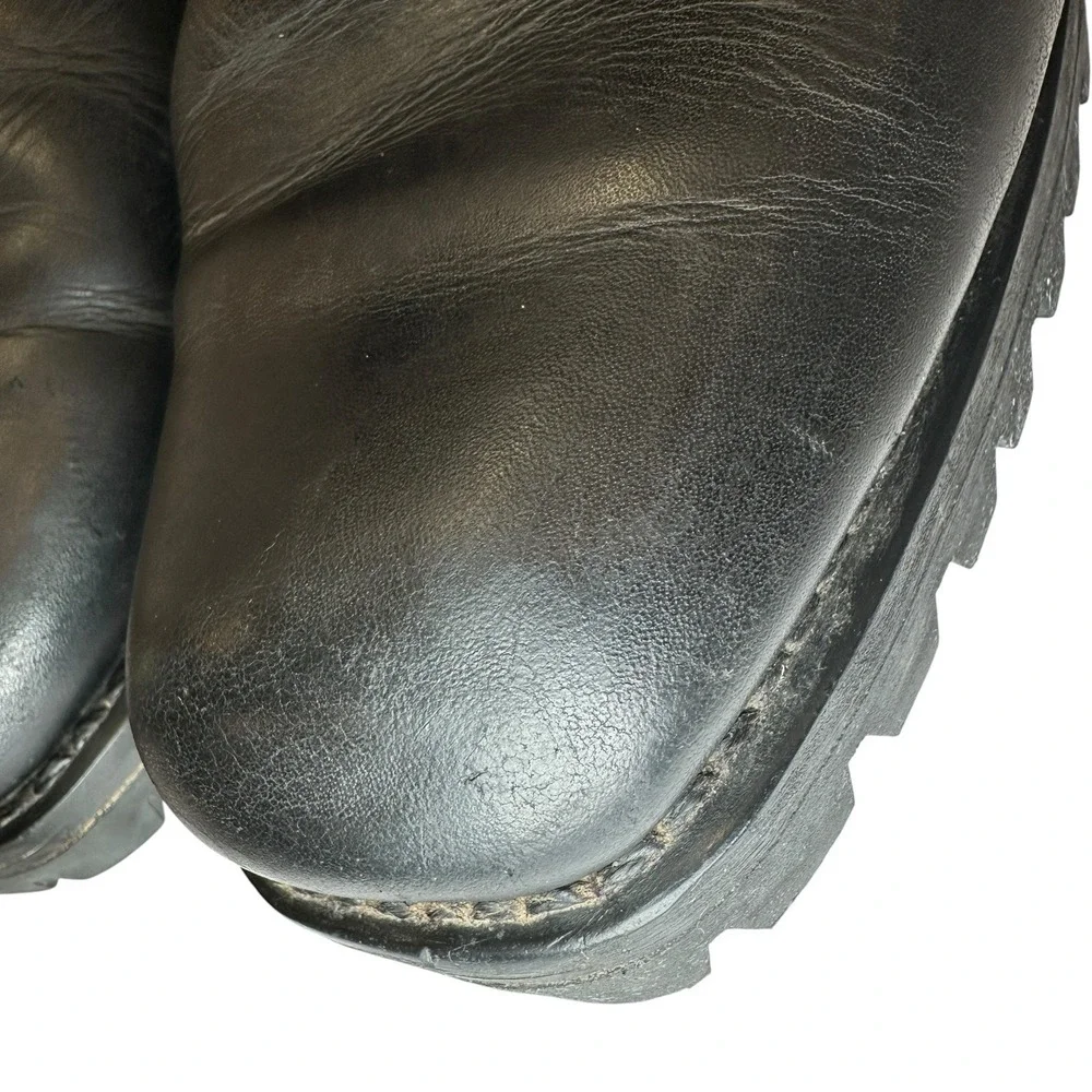 Xelement Men's 10 M Black Leather Eagle Harness Motorcycle Boots Vibram Sole